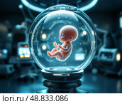 Исследование развития плода в биогелевой среде с использованием продвинутого оборудования. Стоковое AI-изображение, AI-художник Сергей Никифоров-Гордеев / Фотобанк Лори