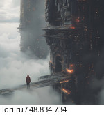 Туманный замок. Стоковое AI-изображение, AI-художник Даниил Кондруненко / Фотобанк Лори