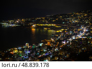 Night view from above of the city of Jounieh. Republic of Lebanon. Стоковое фото, фотограф Евгений Ткачёв / Фотобанк Лори