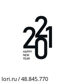 Happy New Year 2021 text design logo. Vector illustration. Стоковая иллюстрация, иллюстратор Максим Гребешков / Фотобанк Лори