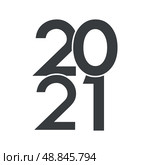 Happy New Year 2021 text design logo. Vector illustration. Стоковая иллюстрация, иллюстратор Максим Гребешков / Фотобанк Лори