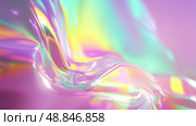 Colorful abstract swirl of translucent material reflecting light in soft pastels. Стоковое AI-изображение, AI-художник Сергей Толмачёв / Фотобанк Лори