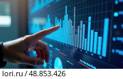 Business finance data analytics graph. Advisor using KPI Dashboard on virtual screen.Financial management technology. Стоковое AI-изображение, AI-художник Sergey Grishin / Фотобанк Лори