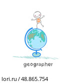 geographer is on the globe. Стоковая иллюстрация, агентство Ingram Publishing / Фотобанк Лори