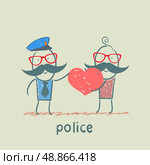 Police listen to a man in love. Стоковая иллюстрация, агентство Ingram Publishing / Фотобанк Лори