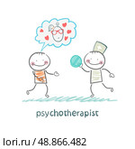 psychotherapist  gives the patient a pill. Стоковая иллюстрация, агентство Ingram Publishing / Фотобанк Лори