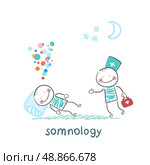 somnology come to a patient who is sleeping on a pillow. Стоковая иллюстрация, агентство Ingram Publishing / Фотобанк Лори