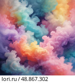 Abstract colorful clouds in rainbow style. Стоковое AI-изображение, AI-художник Анастасия / Фотобанк Лори