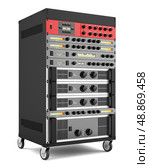 audio effects processors in a rack isolated on white backgroud. Стоковое фото, агентство Ingram Publishing / Фотобанк Лори