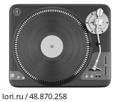 top view of black turntable isolated on white background. Стоковое фото, агентство Ingram Publishing / Фотобанк Лори
