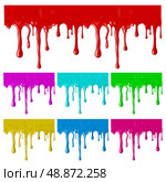 Border of paint drips of different colors. Mesh. Clipping Mask.(can be repeated and scaled in any size) . Стоковая иллюстрация, агентство Ingram Publishing / Фотобанк Лори