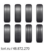 Collection of tires on a white background. Стоковая иллюстрация, агентство Ingram Publishing / Фотобанк Лори