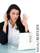 Woman having problem with computer. Стоковое фото, агентство Ingram Publishing / Фотобанк Лори