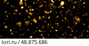 Golden confetti background, floating shimmering particles, blurred glowing sparkles, festive abstract overlay, bright golden rectangles, soft defocused glitter, sparkling golden pieces. Стоковое AI-изображение, AI-художник Павел Муравьев / Фотобанк Лори