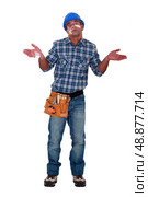 Accident prone construction worker. Стоковое фото, агентство Ingram Publishing / Фотобанк Лори