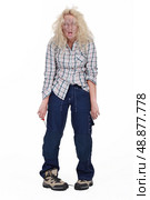 female electrician having an accident. Стоковое фото, агентство Ingram Publishing / Фотобанк Лори