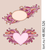 Vintage vector banners for Valentine&rsquo;s Day with curls. Стоковая иллюстрация, агентство Ingram Publishing / Фотобанк Лори