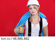 Woman with a tube. Стоковое фото, агентство Ingram Publishing / Фотобанк Лори
