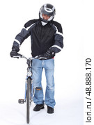 very  cautious biker. Стоковое фото, агентство Ingram Publishing / Фотобанк Лори