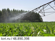 Irrigation system in a field. Стоковое фото, агентство Ingram Publishing / Фотобанк Лори