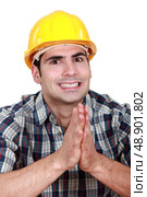Builder hoping everything goes as planned. Стоковое фото, агентство Ingram Publishing / Фотобанк Лори