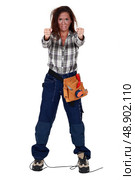 A burned female construction worker. Стоковое фото, агентство Ingram Publishing / Фотобанк Лори
