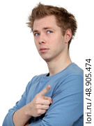 Portrait of a doubtful man. Стоковое фото, агентство Ingram Publishing / Фотобанк Лори