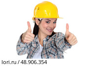Mason happy female. Стоковое фото, агентство Ingram Publishing / Фотобанк Лори