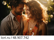 Harmony Unveiled: An Intimate Encounter Between a Dashing Gentleman and an Enchanting Lady. Стоковое AI-изображение, AI-художник Данила Большаков / Фотобанк Лори
