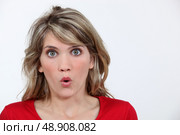 Portrait of open-mouthed woman. Стоковое фото, агентство Ingram Publishing / Фотобанк Лори