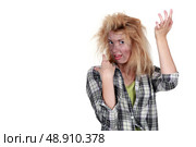Woman receiving electric shock. Стоковое фото, агентство Ingram Publishing / Фотобанк Лори