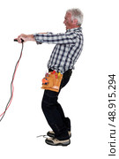 Electrician who took a shock. Стоковое фото, агентство Ingram Publishing / Фотобанк Лори