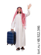 Arab man with luggage on white. Стоковое фото, агентство Ingram Publishing / Фотобанк Лори