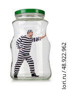 Glass empty jar isolated on white. Стоковое фото, агентство Ingram Publishing / Фотобанк Лори