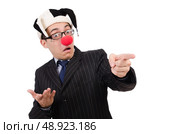Clown businessman isolated on white. Стоковое фото, агентство Ingram Publishing / Фотобанк Лори