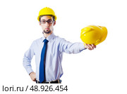 Construction safety concept with builder. Стоковое фото, агентство Ingram Publishing / Фотобанк Лори