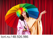 Theater concept with masked actor . Стоковое фото, агентство Ingram Publishing / Фотобанк Лори