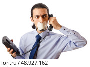 Businessman with his lips sealed. Стоковое фото, агентство Ingram Publishing / Фотобанк Лори