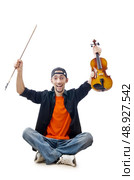 Violin player isolated on white. Стоковое фото, агентство Ingram Publishing / Фотобанк Лори
