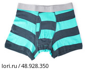 striped male brief boxers isolated on white background. Стоковое фото, агентство Ingram Publishing / Фотобанк Лори