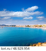 Javea Xabia skyline view from port in Alicante Mediterranean Spain. Стоковое фото, агентство Ingram Publishing / Фотобанк Лори