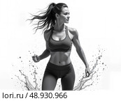 Спорт-Арт. Спортивная женщина в монохромном стиле. Стоковое AI-изображение, AI-художник Калашников Андрей / Фотобанк Лори