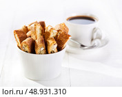 cantuccini cookies with cup of coffee. Стоковое фото, агентство Ingram Publishing / Фотобанк Лори