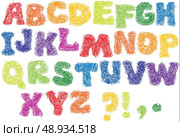 Sketch Alphabet - different colors letters are made like a scribble. Стоковая иллюстрация, агентство Ingram Publishing / Фотобанк Лори