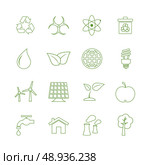 Green ecology icons set biofuel renewable power and pollution isolated vector illustration. Стоковая иллюстрация, агентство Ingram Publishing / Фотобанк Лори
