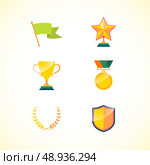 Set of achievement badges for motivation and incentive isolated vector illustration. Стоковая иллюстрация, агентство Ingram Publishing / Фотобанк Лори