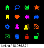 Colored pixel icons set for website of home search print favorites isolated vector illustration. Стоковая иллюстрация, агентство Ingram Publishing / Фотобанк Лори
