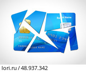 Broken credit card default debt bankruptcy symbol isolated vector illustration. Стоковая иллюстрация, агентство Ingram Publishing / Фотобанк Лори