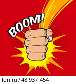 Clenched power fist boom pow abstract hit vector illustration. Стоковая иллюстрация, агентство Ingram Publishing / Фотобанк Лори