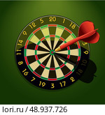 Dartboard with dart in the center concept goal achievement vector illustration. Стоковая иллюстрация, агентство Ingram Publishing / Фотобанк Лори